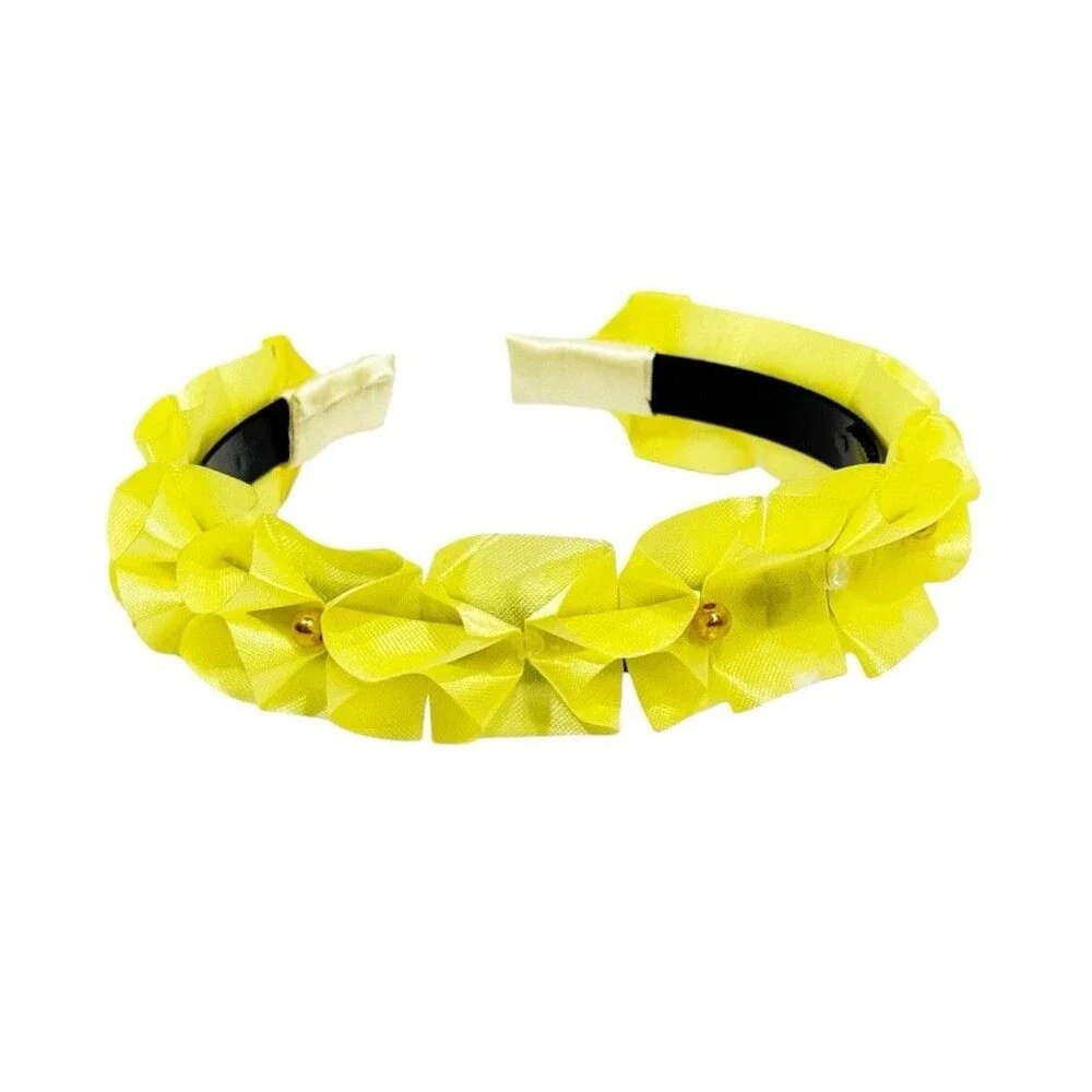 New Headband Yellow with decorative flowers for girls